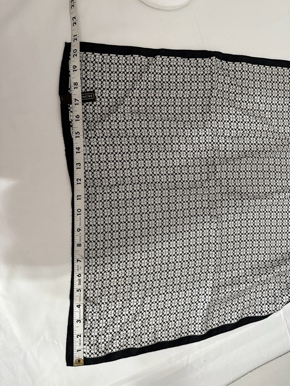 Coach Black & White Signature Silk Scarf - Picture 8 of 11